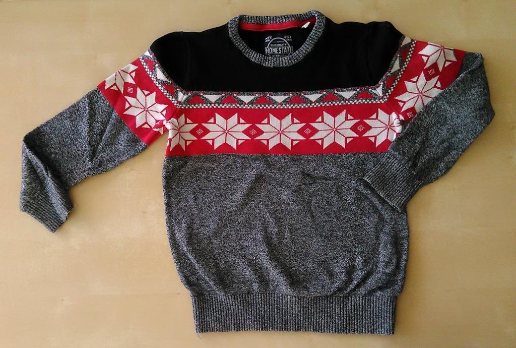 Klassieke grijs/rode kersttrui, maat 122/128, Kinderen en Baby's, Kinderkleding | Maat 122, C&A, Trui of Vest, Ophalen of Verzenden