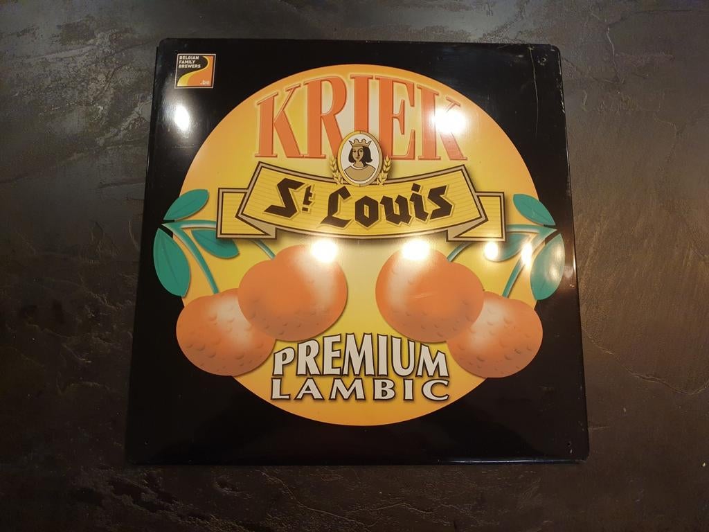 Metaal Reclamebord - Kriek St. Louis Premium Lambic -, Ophalen of Verzenden, Gebruikt, Reclamebord, Plaat of Schild, Overige merken