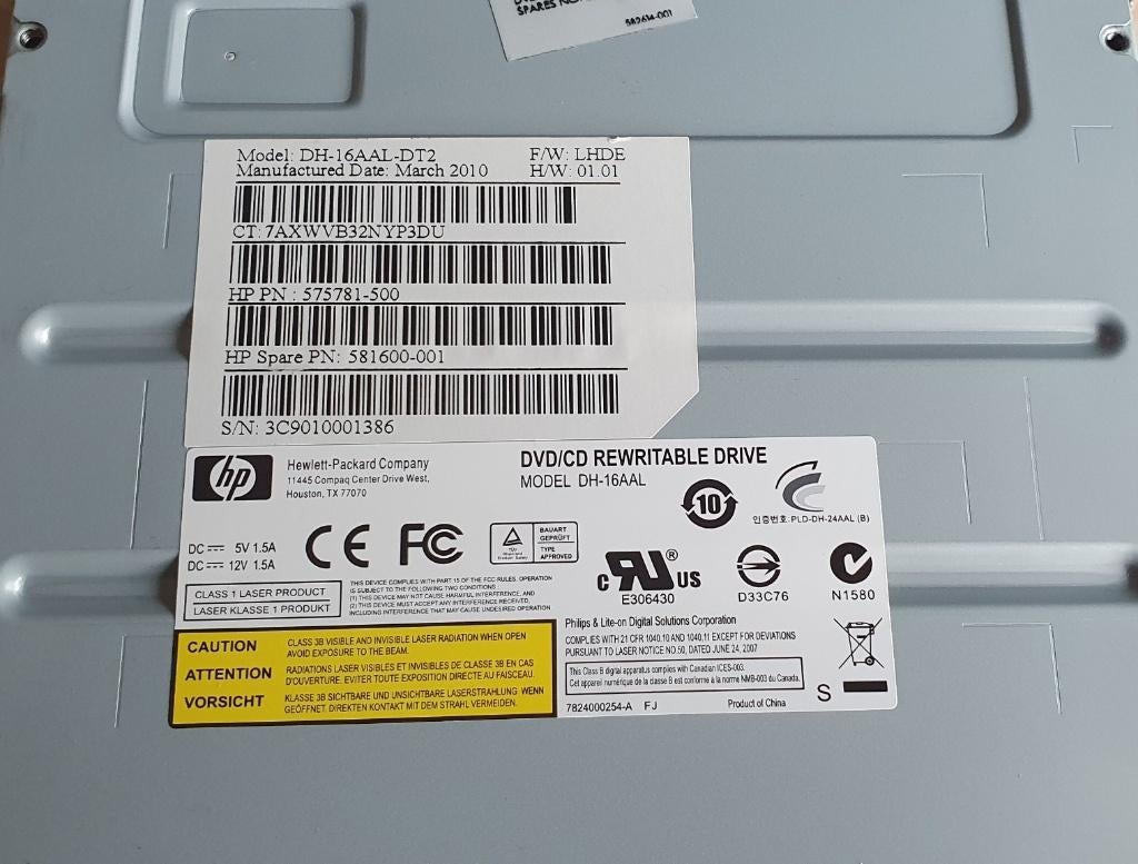 HP DVD/CD Drive MODEL-DH16AAL / SATA -Light Scribe, Computers en Software, Optische drives, Intern, Gebruikt, Dvd, Ophalen of Verzenden