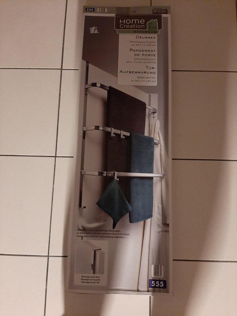 Handdoekrek Chroom voor aan deur, Maison & Meubles, Salle de bain | Linge de bain & Accessoires, Neuf, Porte-serviettes, Porte-serviettes