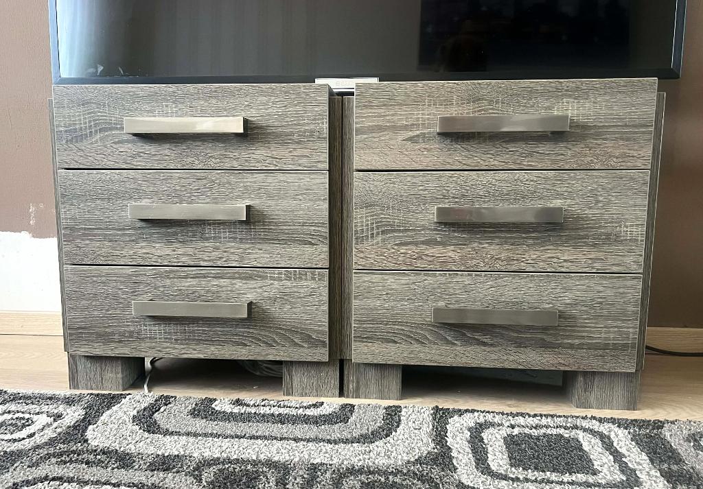 Ensemble de 2 tables de chevet/commodes Deba robustes, 3 ou 4 tiroirs, 25 à 50 cm, Modern Industrieel, Moins de 100 cm
