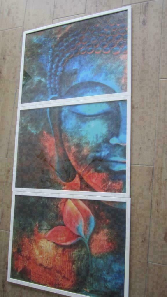 gigantesque toile de bouddha en 3 parties 75 cm x 170 cm, Enlèvement ou Envoi, Neuf, Peinture
