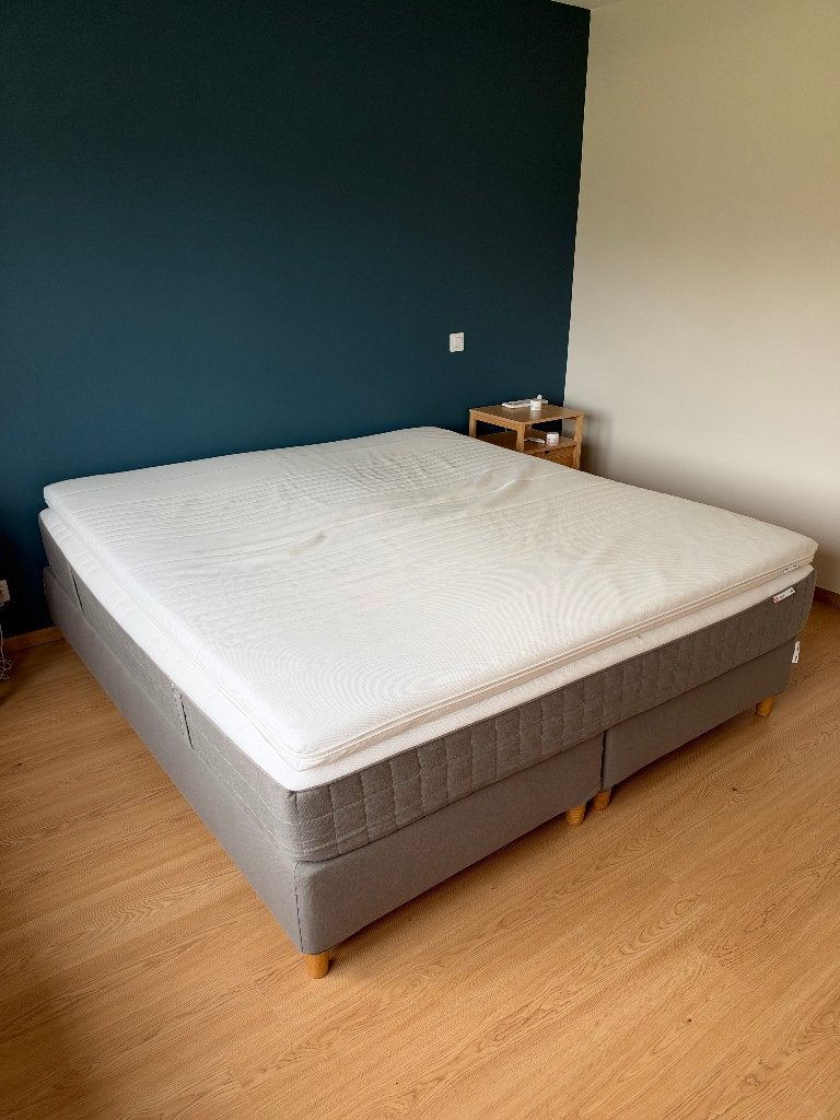 IKEA ESPEVÄR + HÖVÅG 180x200 + topper, Ophalen, Gebruikt, Tweepersoons, Bedbodem