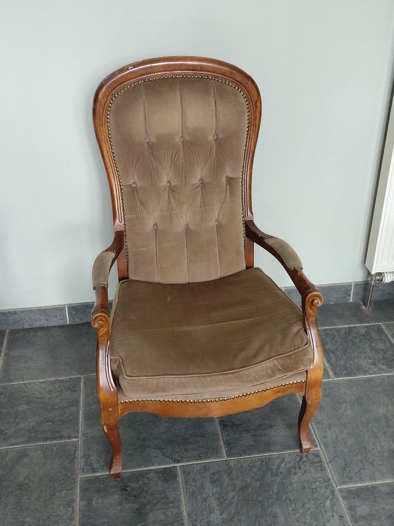 Fauteuil à restaurer, Huis en Inrichting, Fauteuils, Ophalen, Gebruikt, Minder dan 75 cm, Stof