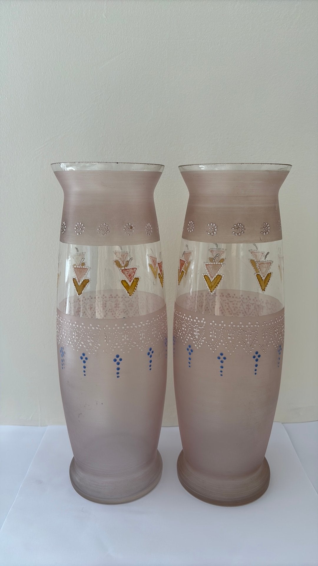 Paire de grands vases "Trompette" attribués à Legras, Enlèvement ou Envoi, Utilisé, Doré, Verre