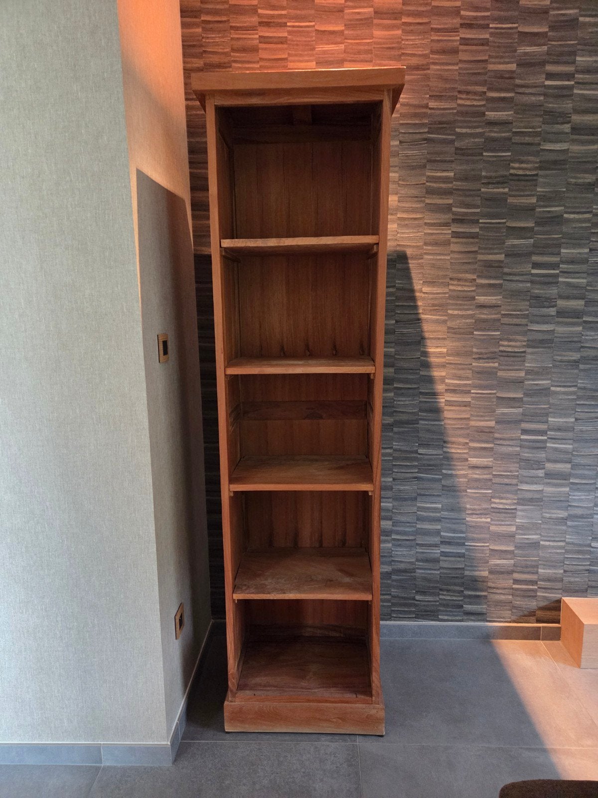 boekenkast uit teak 200cm hoog 50cm breed, Ophalen, Met plank(en), 200 cm of meer, Teakhout