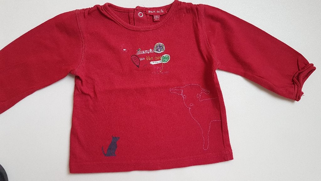 GRAIN DE BLE - Blouse rouge - T.12 mois/74 cm, Enlèvement ou Envoi, Grain de blé, Utilisé, Chemisette ou Manches longues