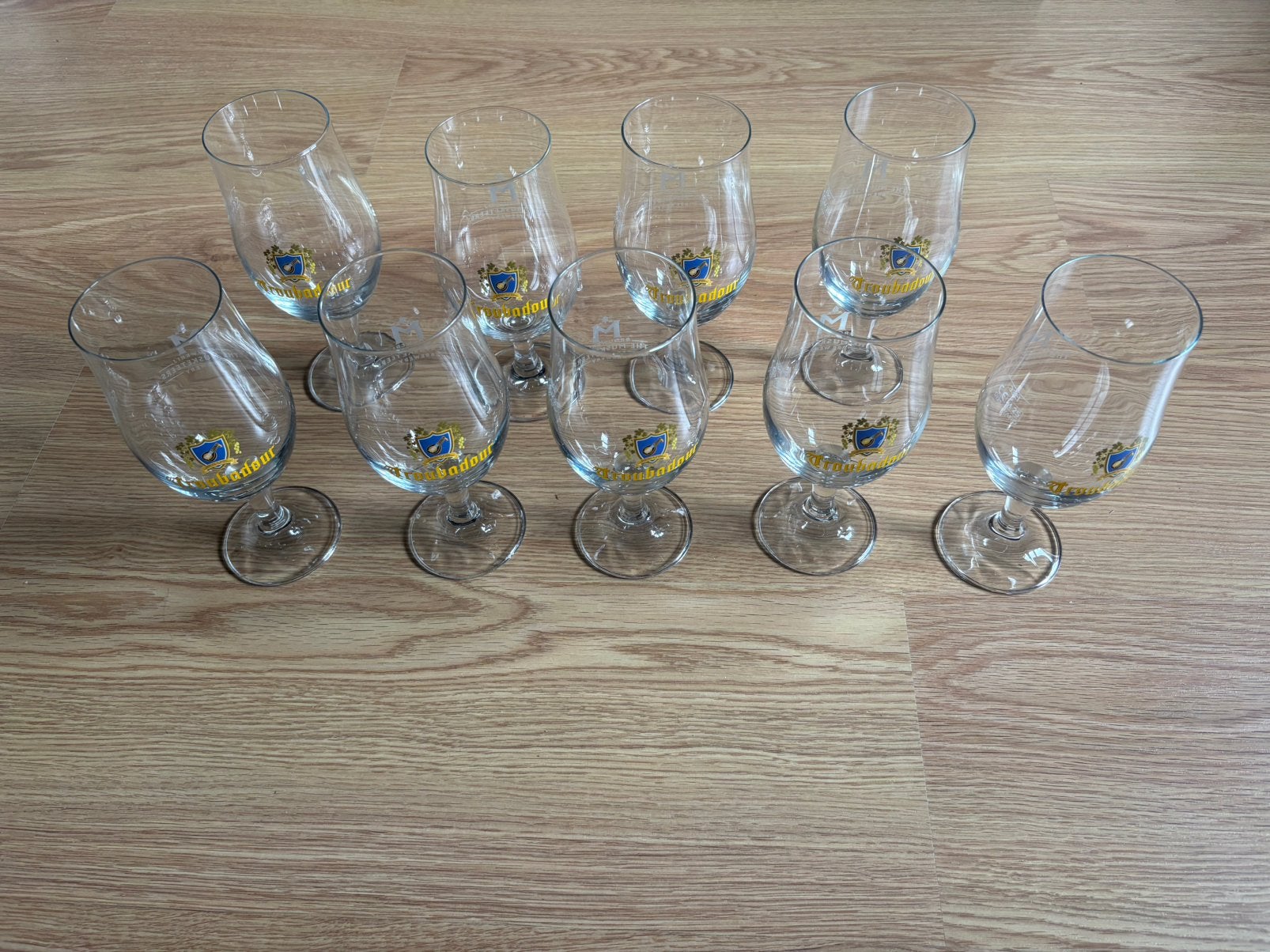 Set van 9 Troubadour Bierglazen, Verzamelen, Ophalen, Zo goed als nieuw