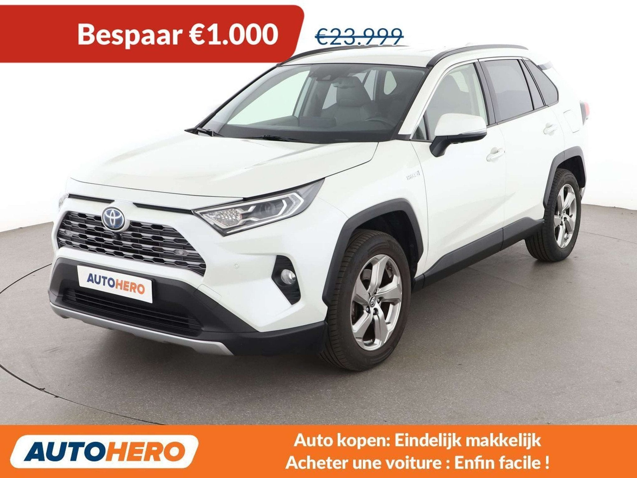 Toyota RAV4 2.5 Hybrid 4x2 (bj 2019, automaat), Auto's, Gebruikt, 2487 cc, Wit, Leder
