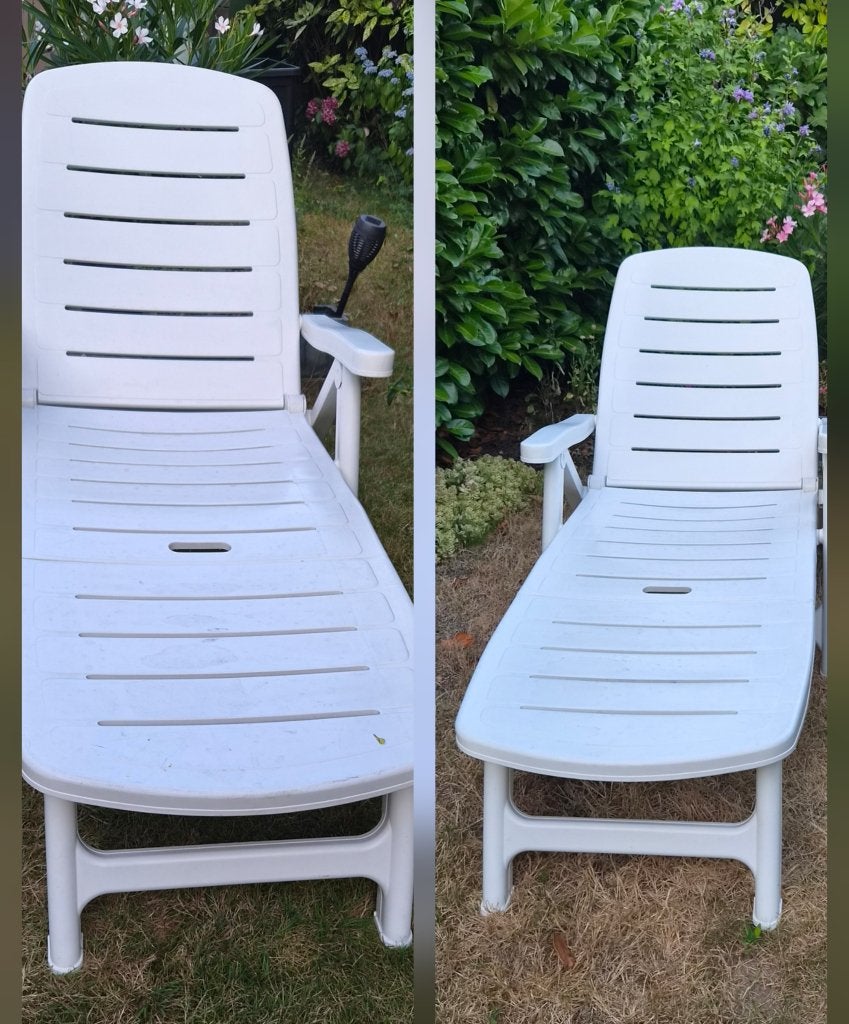 2 witte ligbedden met kussens, Enlèvement, Utilisé, Plastique, Réglable