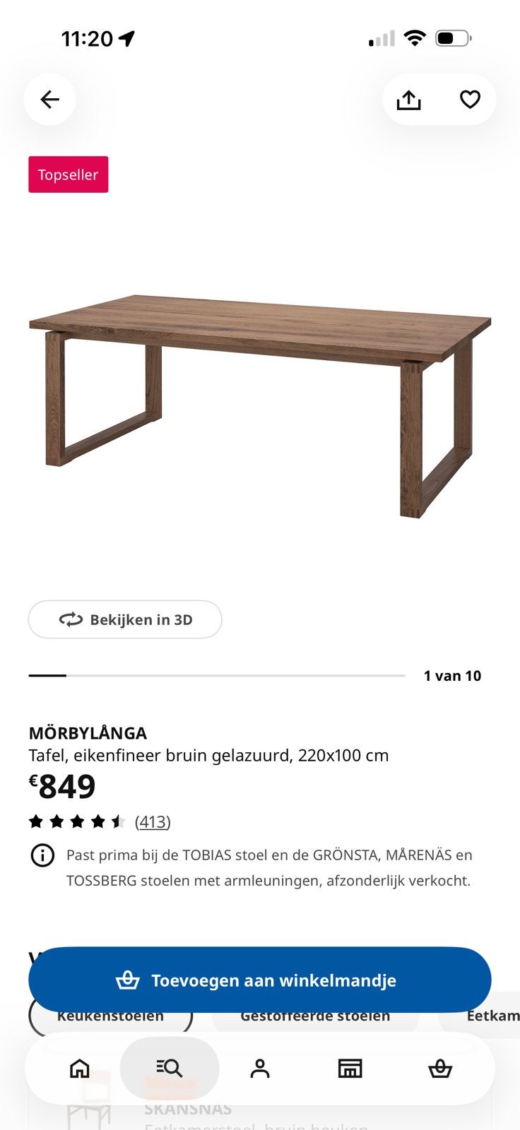 Eettafel Ikea, Enlèvement, Utilisé