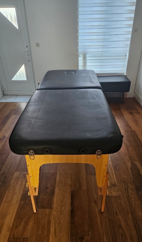 Table de massage pliante en bois - Noire / Transportable, Enlèvement, Comme neuf, Table de massage