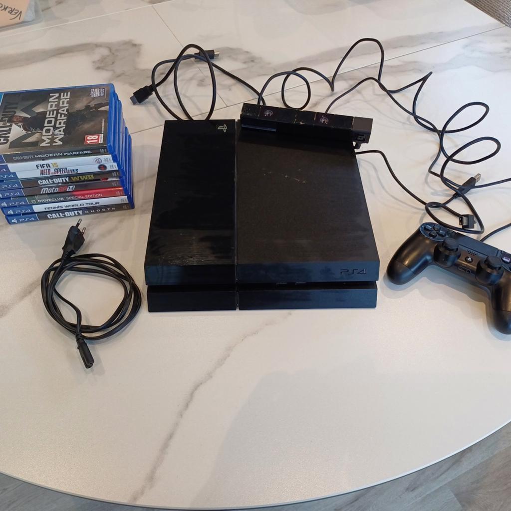 Playstation 4 + 9 spelletjes, Games en Spelcomputers, Spelcomputers | Sony PlayStation 4, Zo goed als nieuw, Original, Met 1 controller