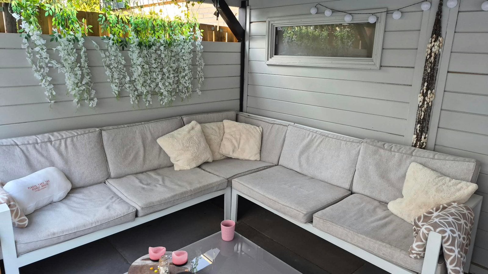 Comfortabele loungeset met kussens, Tuin en Terras, Ophalen, Gebruikt, Aluminium, 8 zitplaatsen