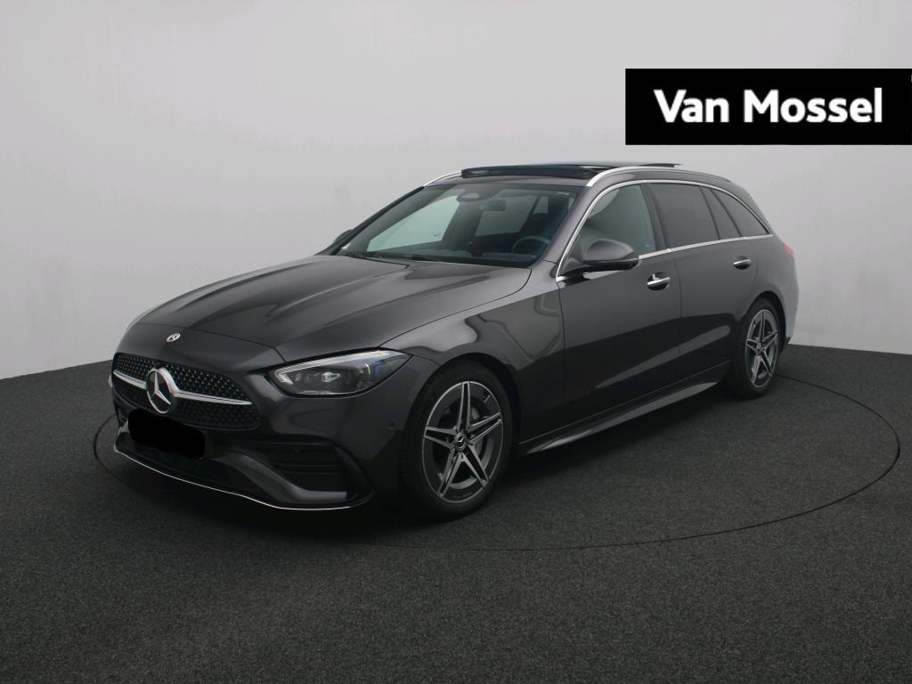 Mercedes-Benz C-klasse 180 AMG Line Estate + PANORAMISCH DAK, Auto's, Automaat, Zwart, 4 cilinders, Apple Carplay