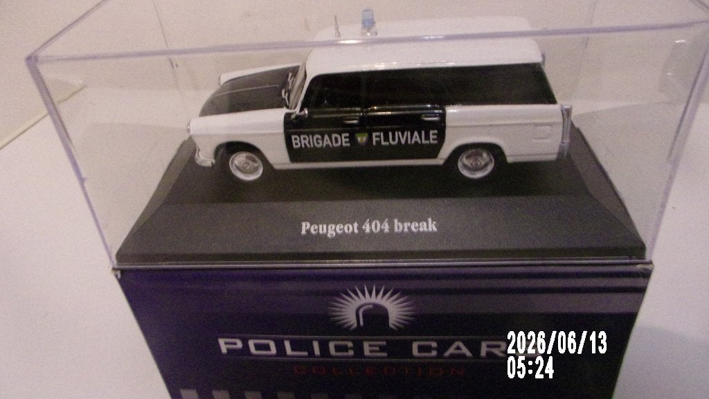 PEUGEOT 404 BREAK POLICE FLUV.1/43 ATLAS NEUVE + VITRINE, Enlèvement ou Envoi, Neuf, Voiture, Autres marques