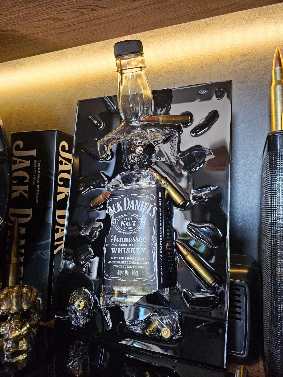 tableau Jack Daniel's Oeuvre unique SkullArt, Antiquités & Art, Art | Objets design