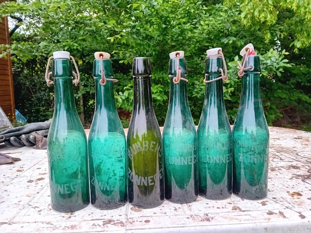 Oude vintage bierflessen brouwerij Rubbens Zonnegem, Verzamelen, Ophalen of Verzenden