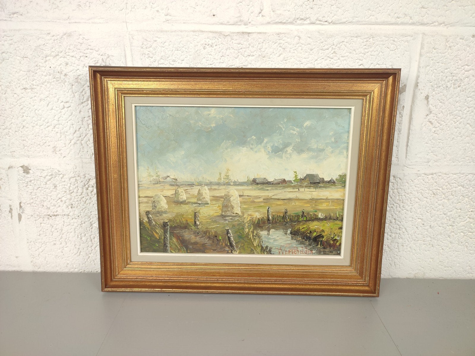Schilderij van Vincent Verschelden, Ophalen of Verzenden, Vintage, Gesigneerd, Landschap