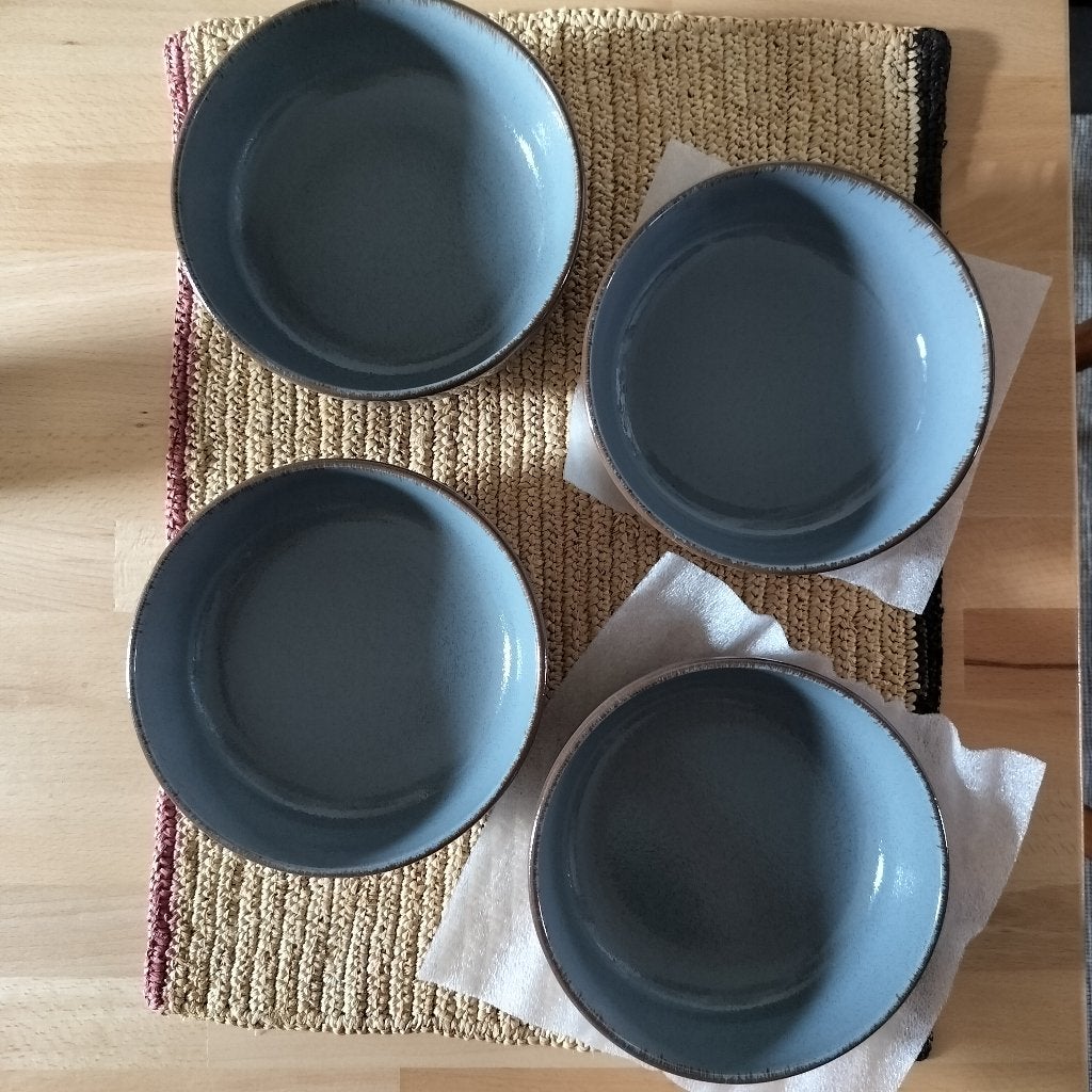4 blauwgrijze kommen MOODS, Huis en Inrichting, Ophalen, Overige merken, Keramiek, Nieuw