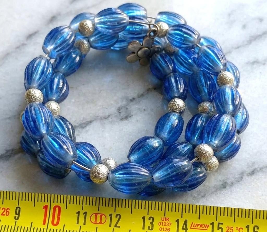 lot kralen blauw ovaal en zilver sparkle mix +- 65, Hobby en Vrije tijd, Ophalen of Verzenden, Nieuw, Kraal