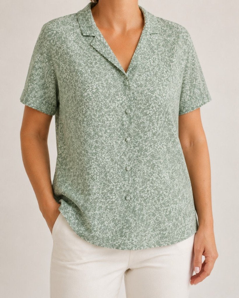 Blouse chemisier rétro pour femme (tons verts) taille 46/48, ANDERE, Taille 46/48 (XL) ou plus grande, Enlèvement ou Envoi, Vert