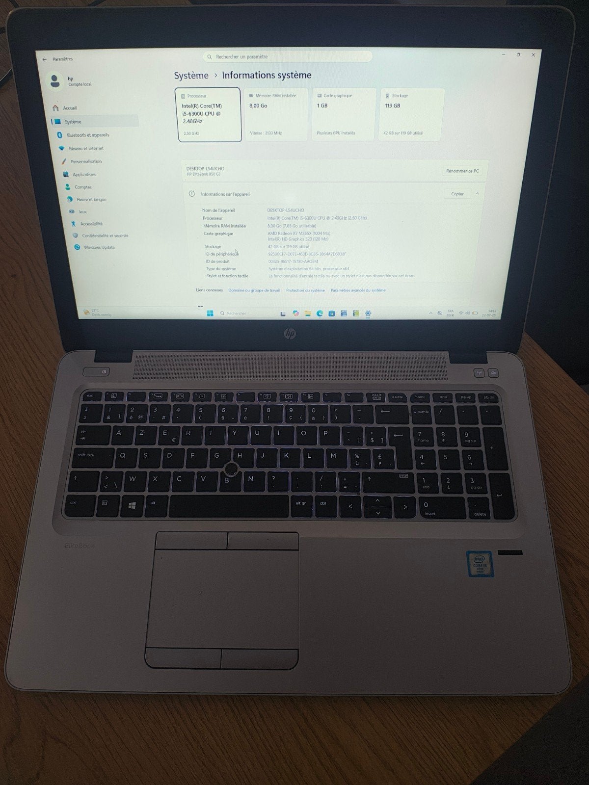 HP elitebook 850 G3 15.6", Informatique & Logiciels, Chromebooks, Enlèvement ou Envoi