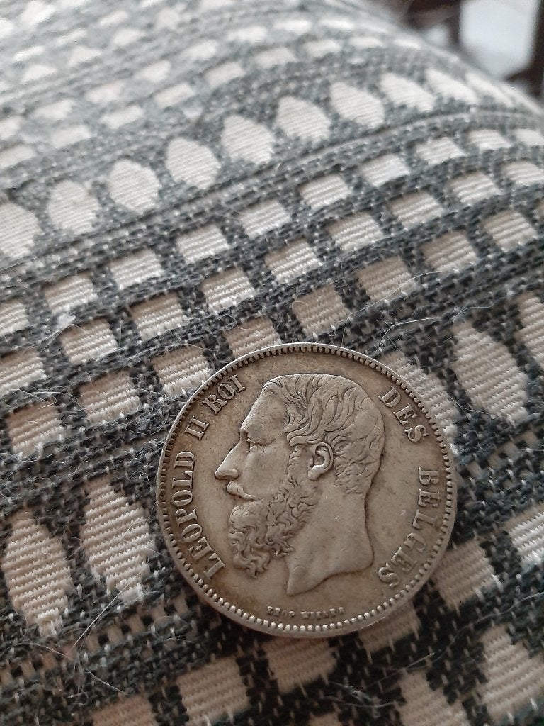Piece de 5 francs Leopold II Roi des Belges 1870, Argent, Enlèvement, Série, Argent
