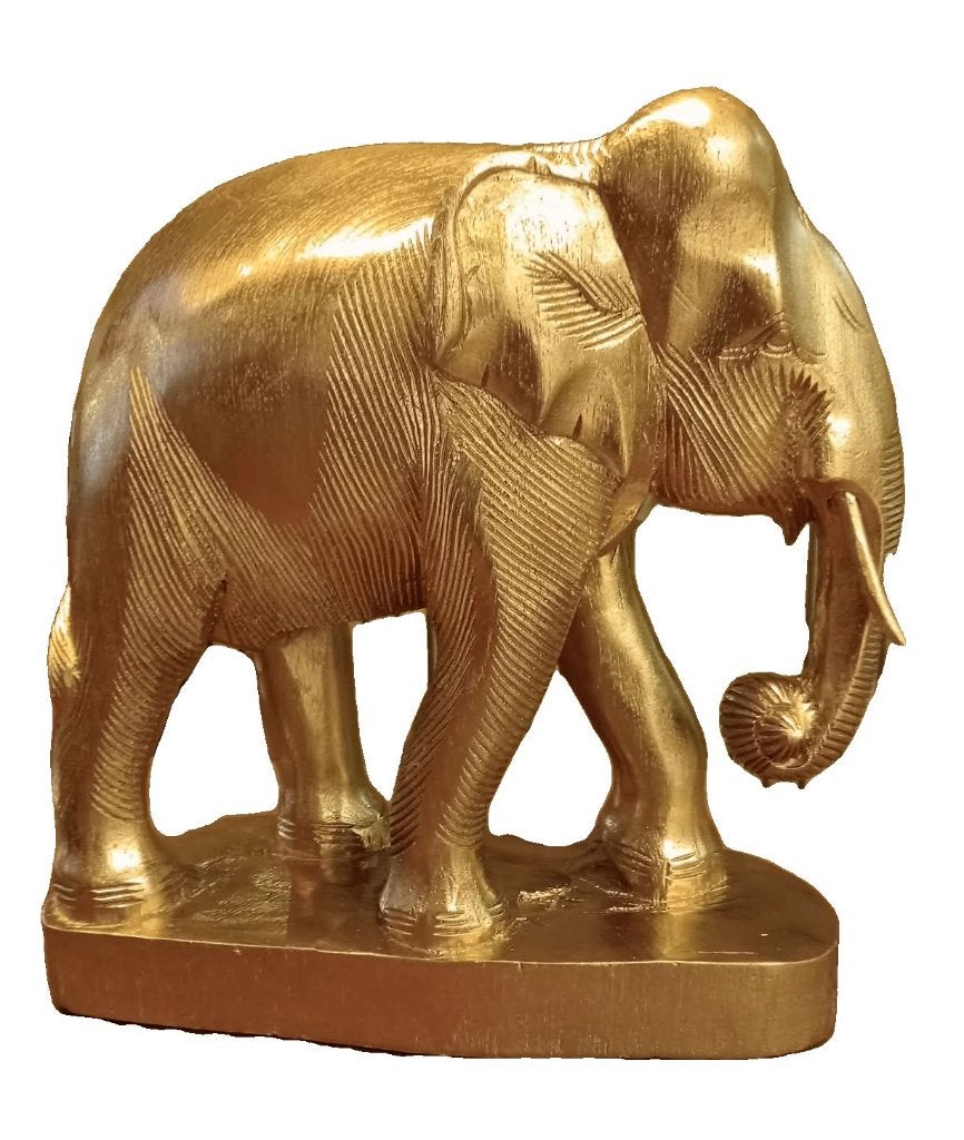 Verguld, massief houten olifant., Antiek en Kunst, Ophalen of Verzenden