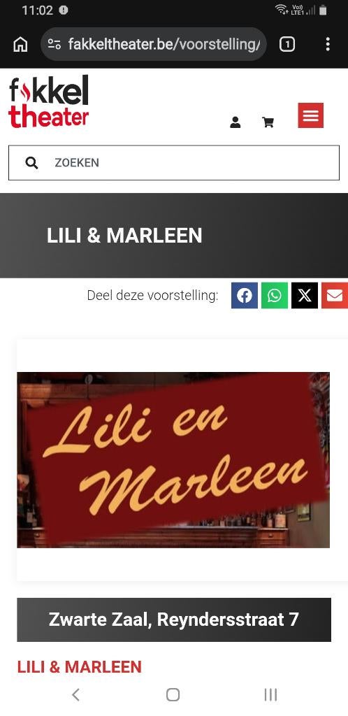 Tickets lili en marleen fakkeltheater, Tickets en Kaartjes, Twee personen