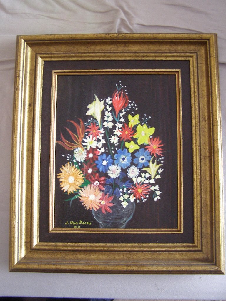 J. Van Doren : schilderij boeket, Antiek en Kunst, Kunst | Schilderijen | Modern, Ophalen of Verzenden, Gesigneerd, Bloemen