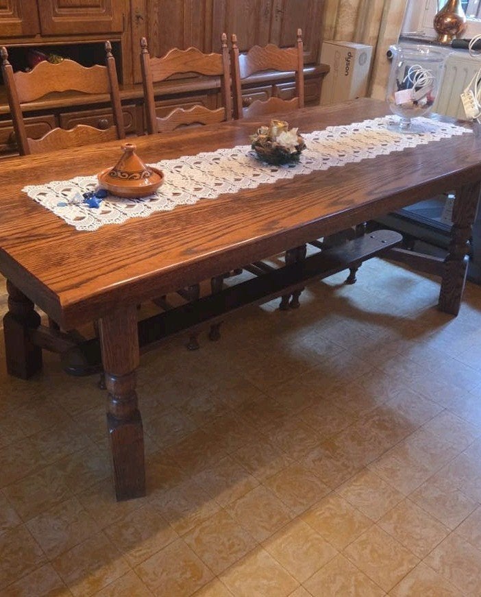 mooie stevige eiken tafel met  gratis 6 stoelen, Enlèvement