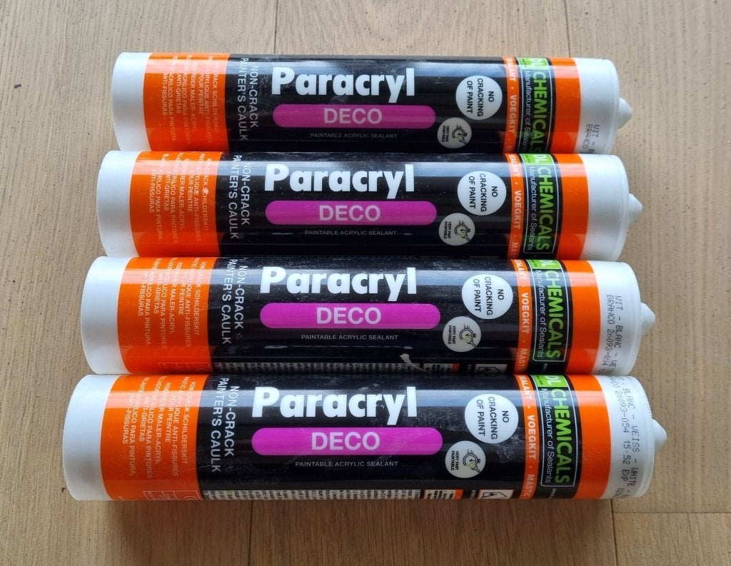 4 x Paracryl Deco Wit 300 ml, paintable acrylic sealant, Doe-het-zelf en Bouw, Verf, Beits en Lak, Wit, Nieuw, Ophalen of Verzenden