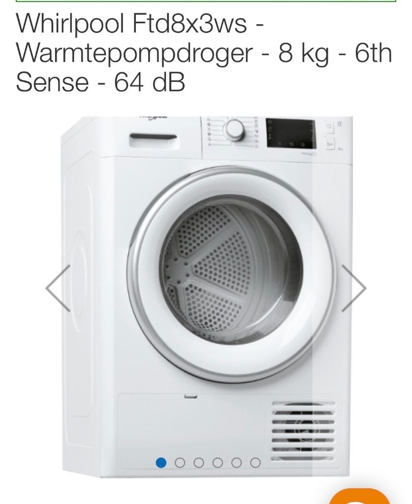 Droogkast Whirlpool, Ophalen, Gebruikt, Energieklasse A of zuiniger, 85 tot 90 cm
