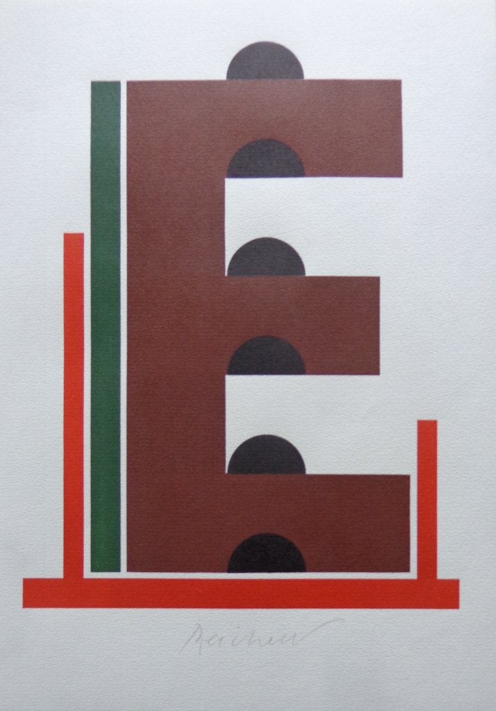 JOSUA REICHERT / TYPOGRAPHIE E / KLEURLINOGRAFIE / 33x23cm, Gelimiteerde oplage, Ophalen of Verzenden, Overige onderwerpen, Linosnede