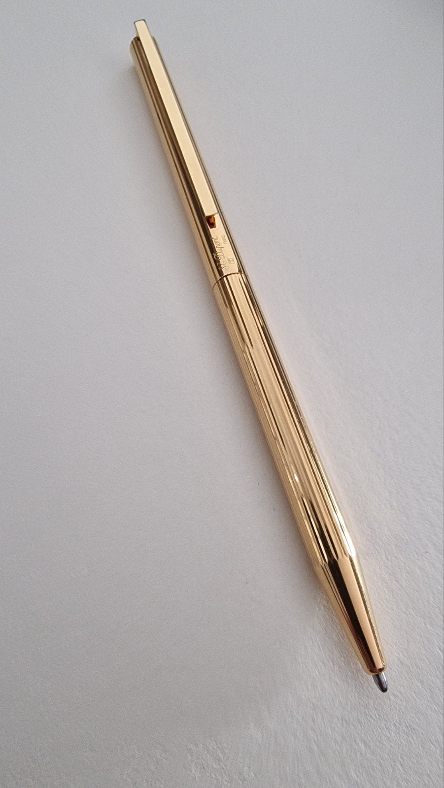 Stylo bille S.T. Dupont Paris vintage, finition dorée striée, Collections, Enlèvement