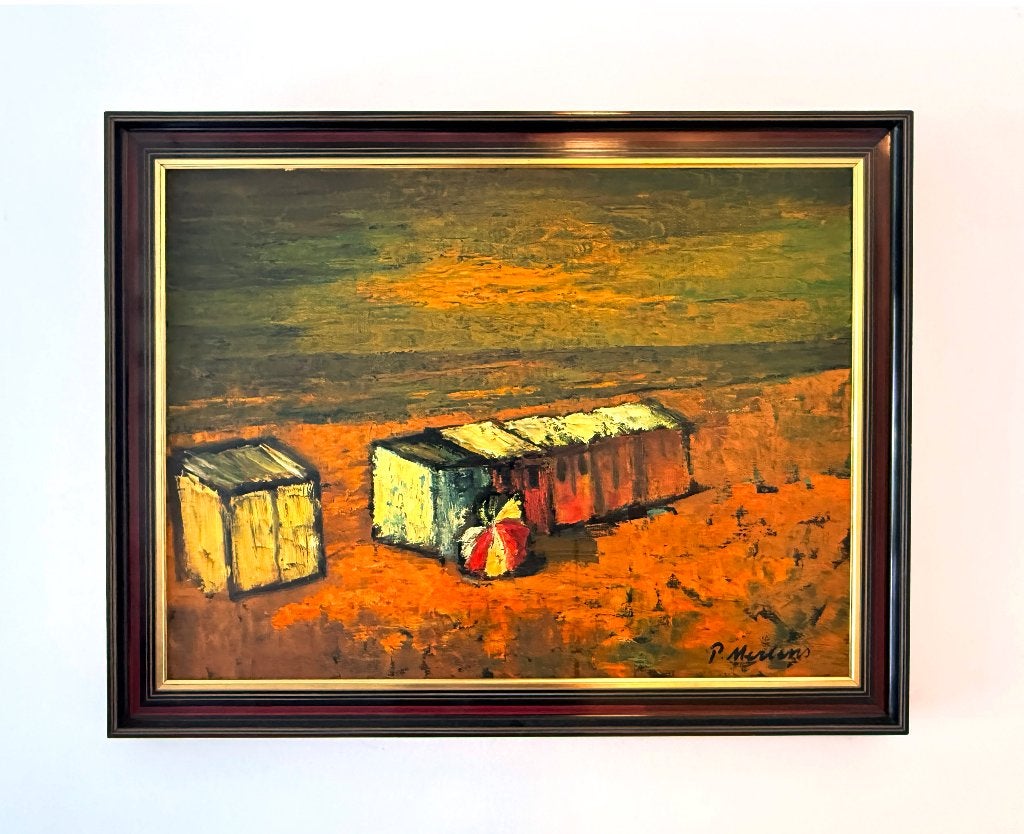 schilderij strand zee, Peinture à l'huile, Enlèvement, Encadré, Toile