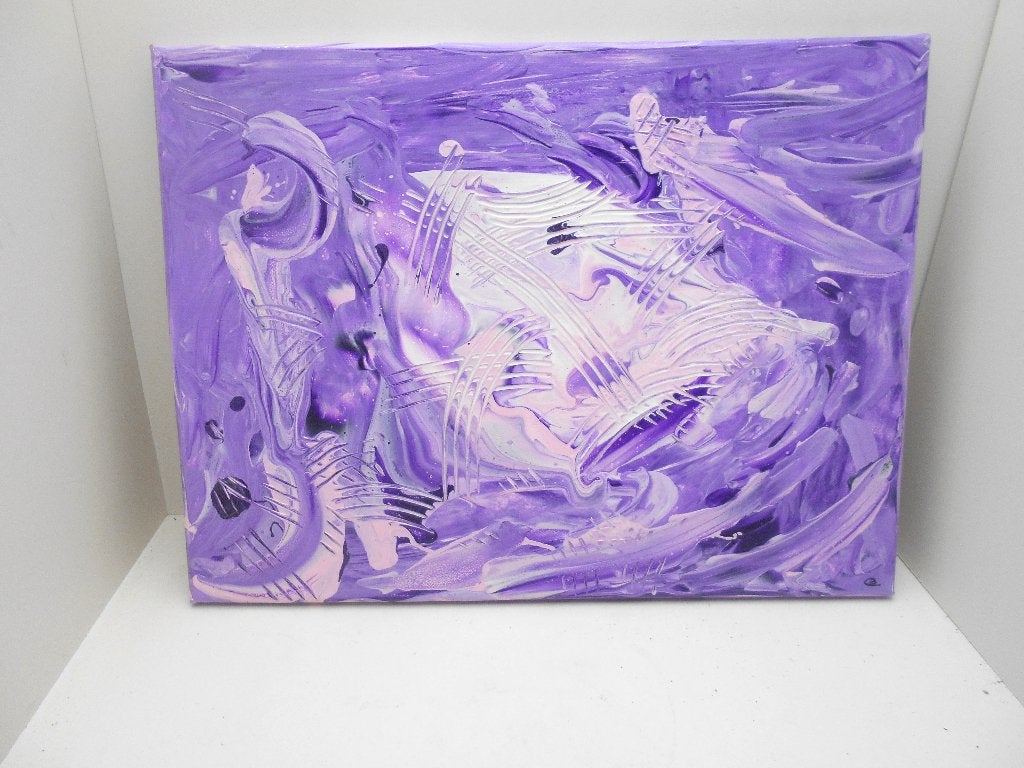 tableau peinture acrylique Art moderne tons mauves, Antiquités & Art, Enlèvement ou Envoi, Autres matériaux, Peinture acrylique
