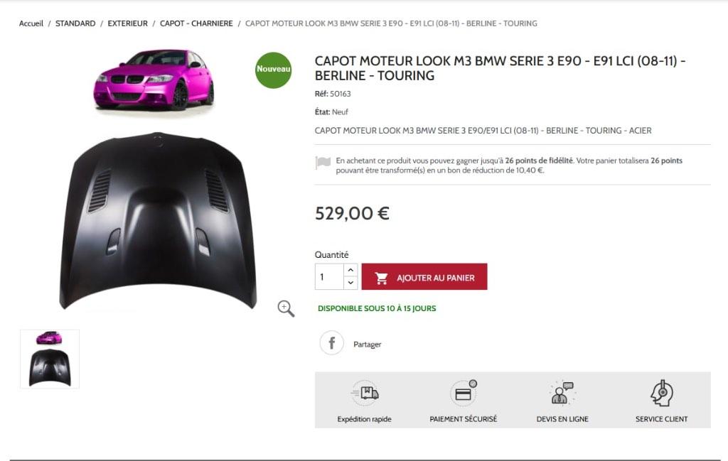 Capot Look M3 BMW Série 3 E90 / E91 LCI, Autos : Pièces & Accessoires, Enlèvement, Neuf, BMW, Capot moteur