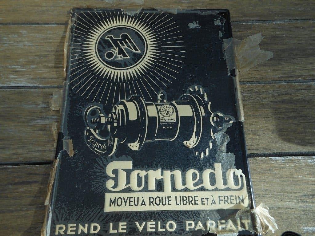 emaile reclamebord torpedo1937, Ophalen, Gebruikt, Reclamebord