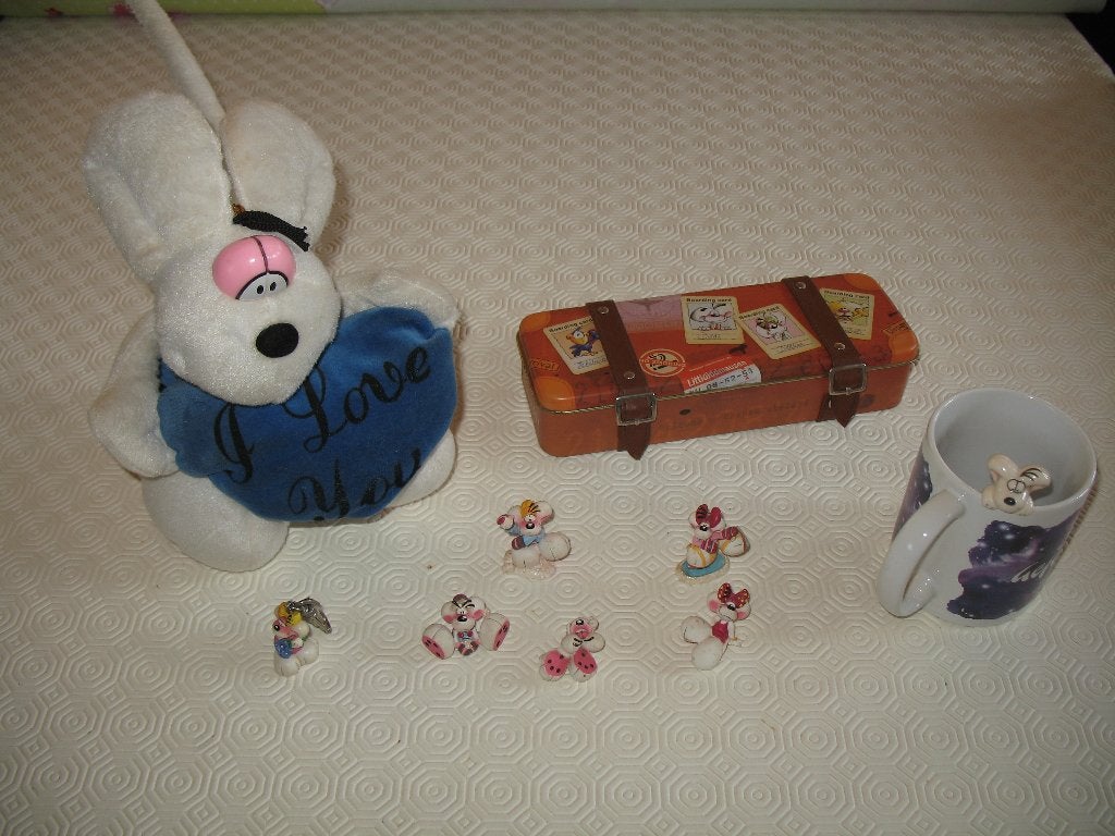 Diddl, pennendoos, kop en 5 figuurtjes  , e.a. , Enlèvement ou Envoi, Diddl, Peluche
