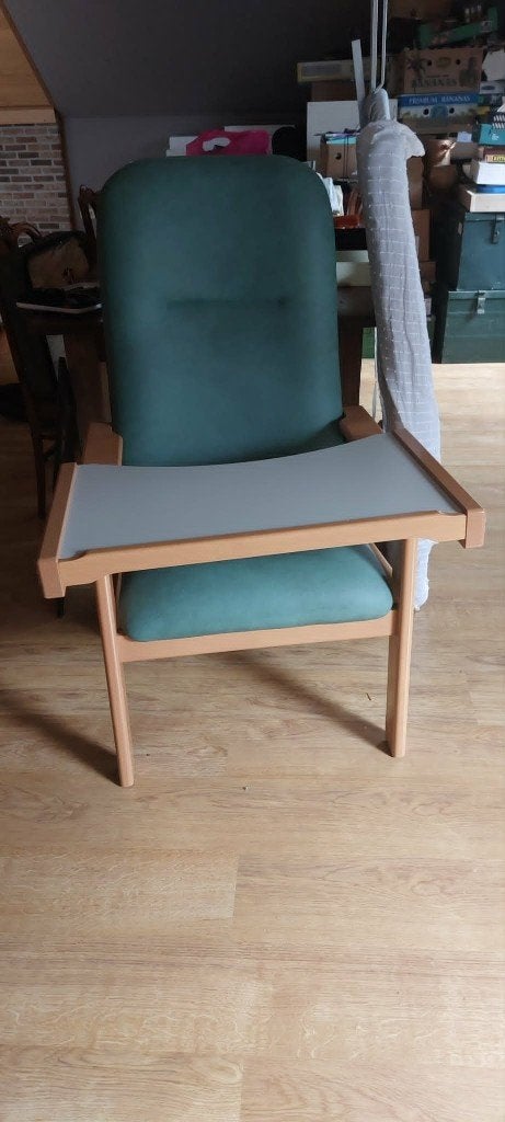Stoel met eetblad, Maison & Meubles, Chaises, Bois, Enlèvement, Utilisé, Bleu