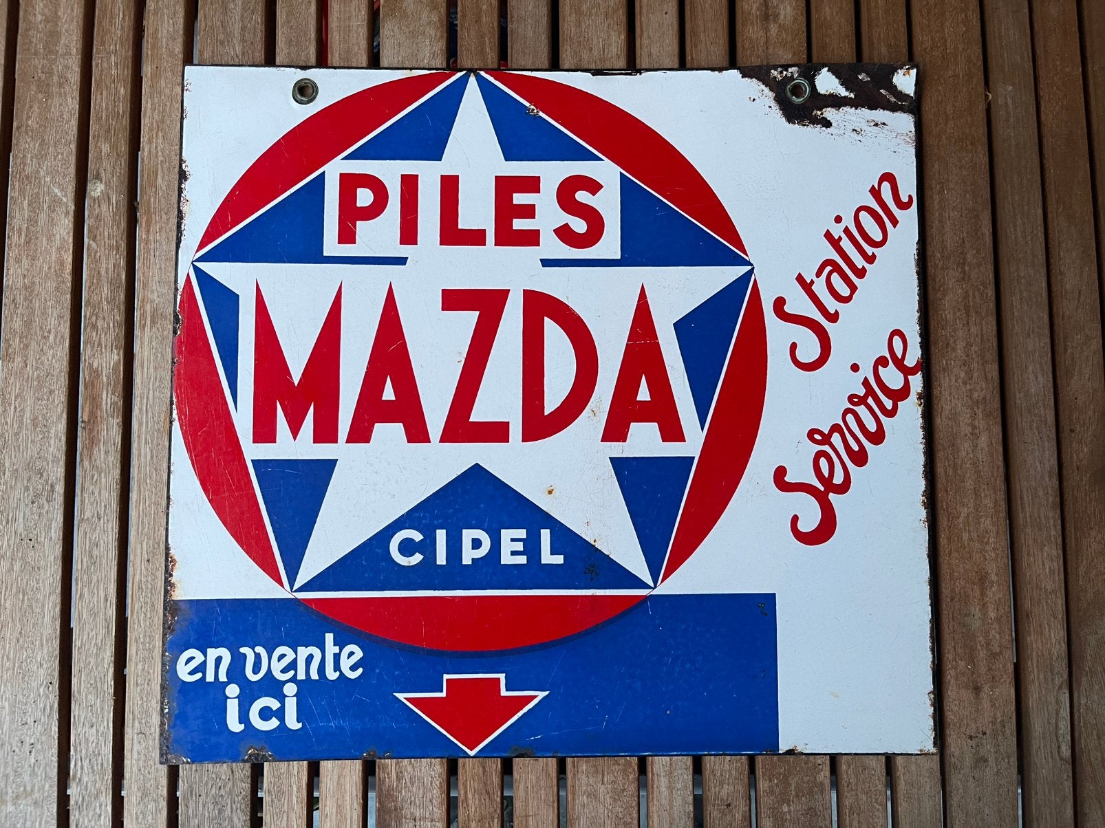 Emaille bord Mazda, Ophalen, Gebruikt, Reclamebord