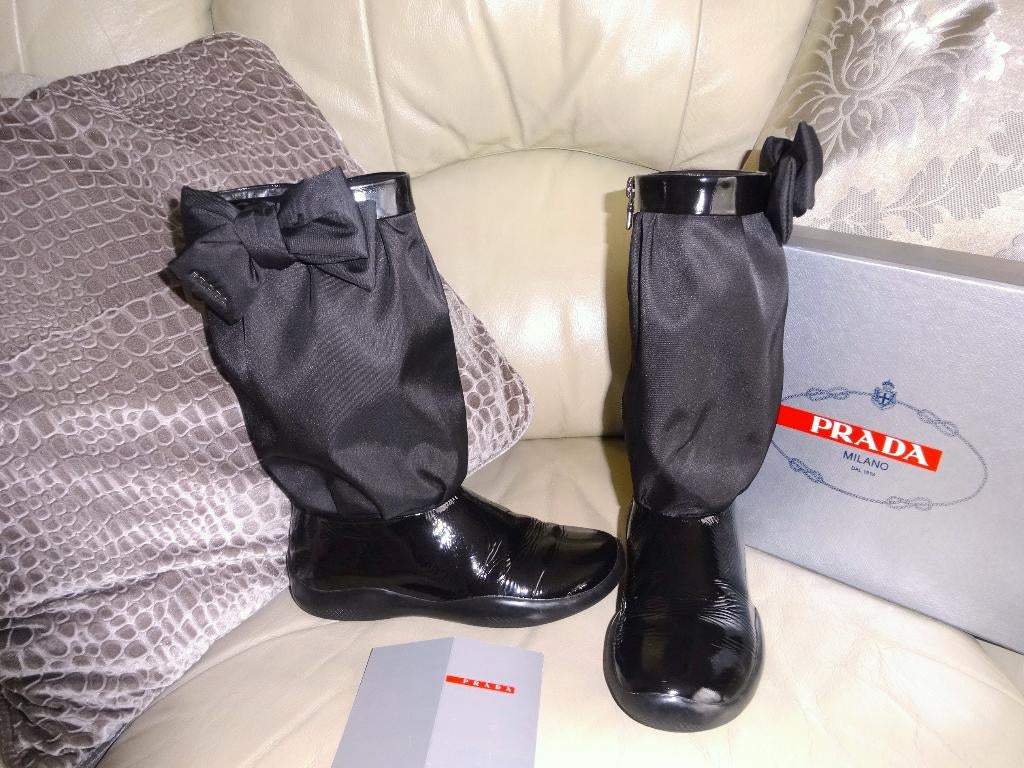 Prada leren laarzen 35 | designer boots, Meisje, Ophalen of Verzenden, Laarzen, Zo goed als nieuw