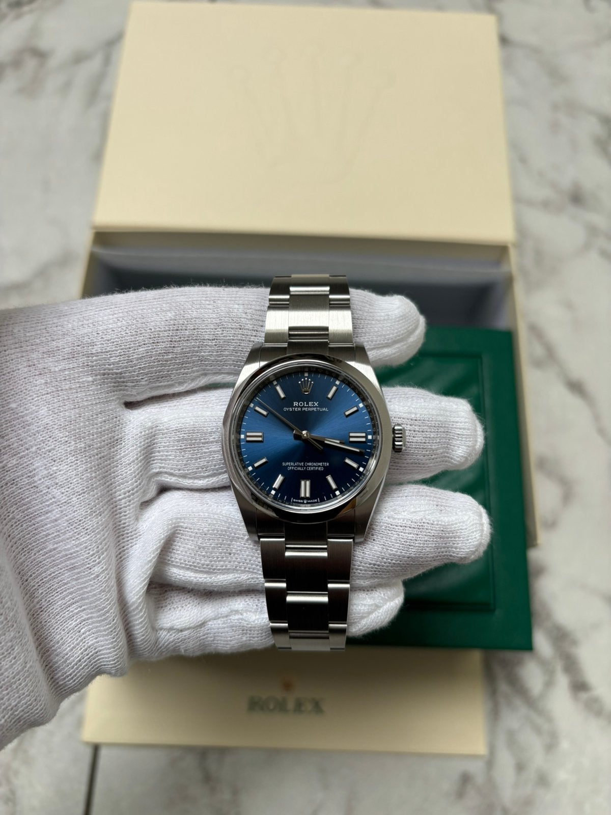 Rolex Oyster Perpetual blauw 36 NIEUW!, Handtassen en Accessoires, Horloges | Heren, Ophalen of Verzenden, Nieuw, Rolex