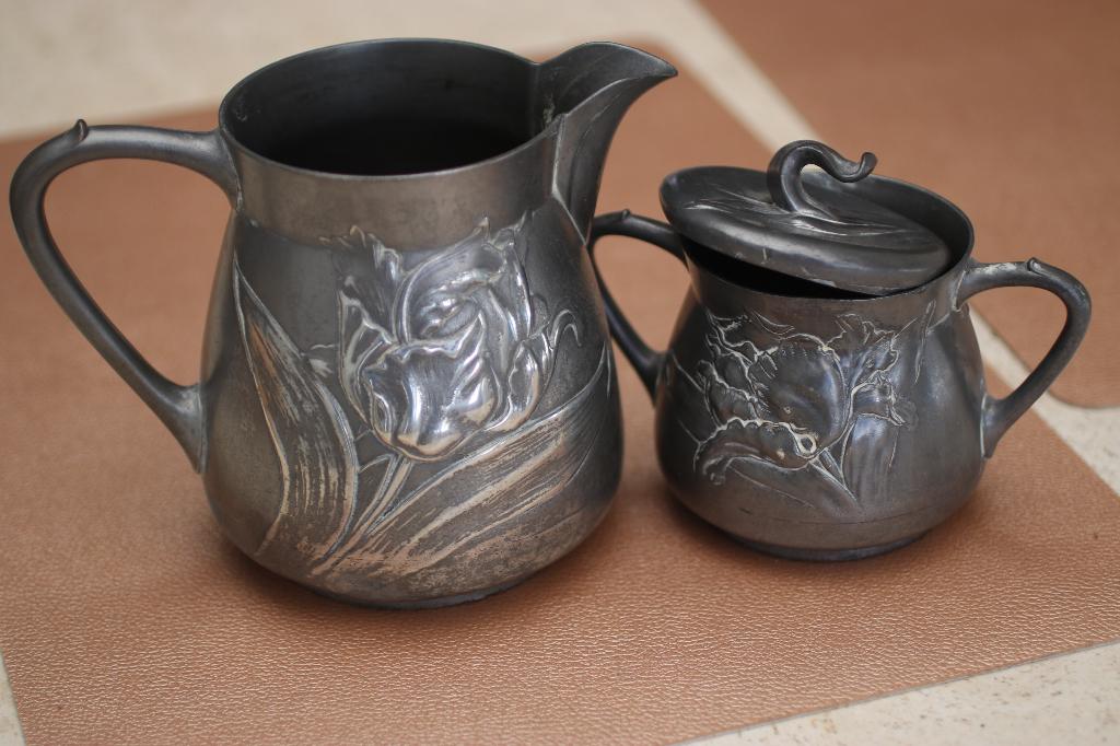 Etain sucrier pot à lait Jugendstil E. Hueck 1910 vintage, Enlèvement ou Envoi