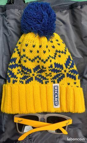 l'ensemble  Ricard bonnet et lunette, Verzamelen, Kleding en Patronen, Ophalen, Zo goed als nieuw, Hoed, Pet, of Sjaal, Voir photo