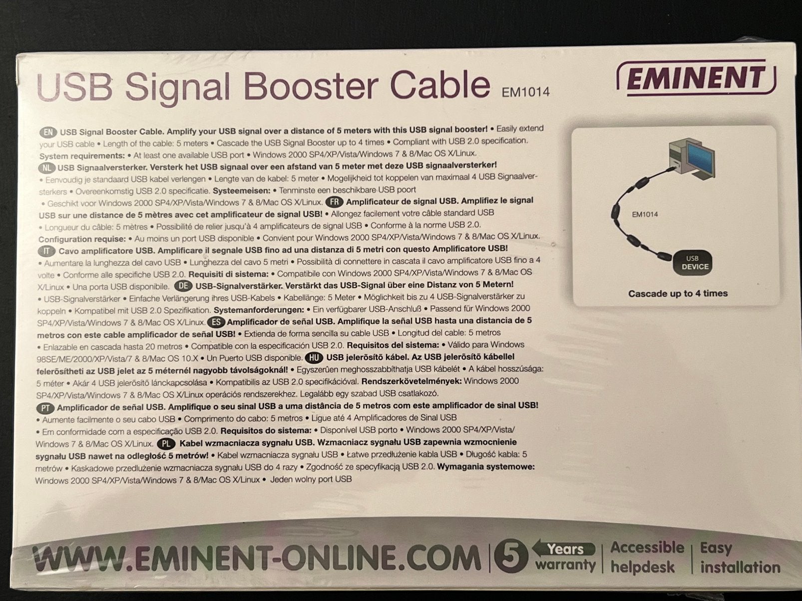 Eminent EM1014, TV, Hi-fi & Vidéo, Envoi, Neuf, 2 à 5 mètres, Autres câbles