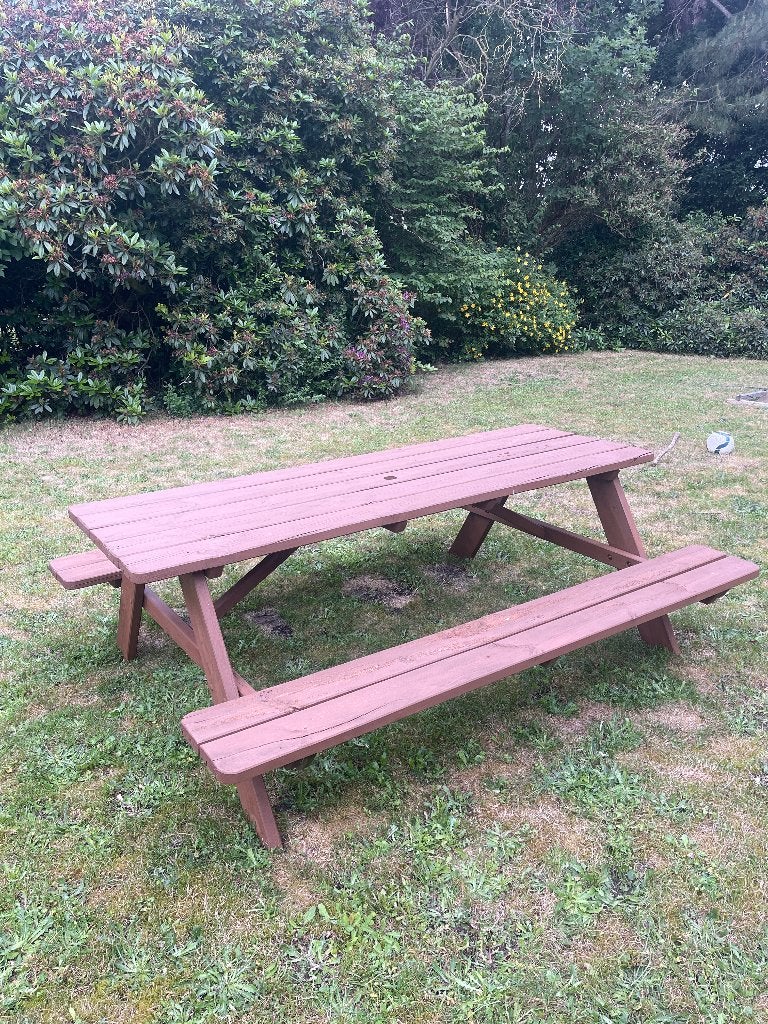 Picknick tafel, Tuin en Terras, Ophalen, Gebruikt, Rechthoekig, Hout