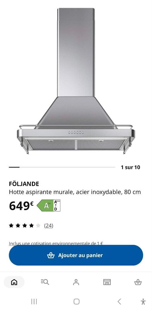 Hotte aspirante murale FÖLJANDE IKEA, Electroménager, Enlèvement, Neuf, Hotte murale